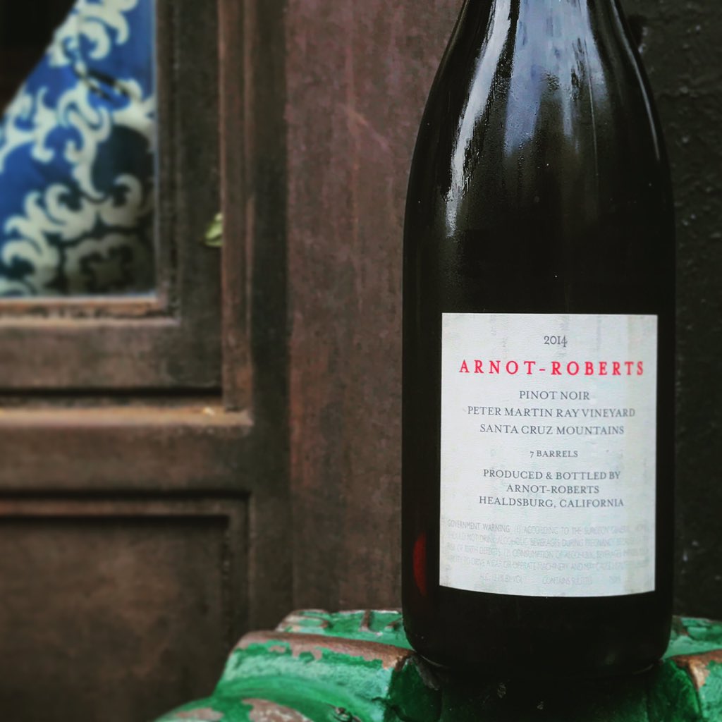 Next up, $11 glasses of Arnot-Roberts Pinot Noir Peter Martin Ray 2014! Starting at 10pm #cellarraid #onebottleonly @pearlandashnyc