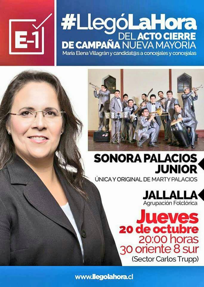 VillagranTalca's tweet photo. #LlegóLaHora de nuestro Cierre de Campaña, a las 20 hrs el corazón de Carlos Trupp latirá con Jallalla y Sonora Palacios Jr. 30 Ote 9 Sur E1 https://t.co/YodyoHDZDK