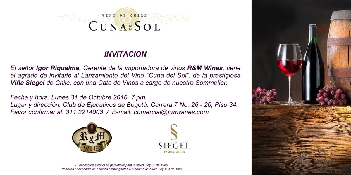 rymwines's tweet photo. Invitación para todos los sommeliers, chef y gerentes de restaurante que nos quieran acompañar. Confirmación obligatoria. https://t.co/EnQSpVSzI6