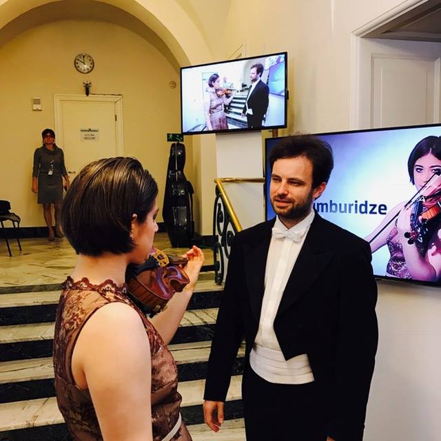 violinchannel's tweet photo. Last performer for the first evening, 20 year old Veriko Tchumburidze from Georgia/Turkey - Shostakovich's 1st Violin Concerto #VCBackStage https://t.co/KpcYLWRvmZ