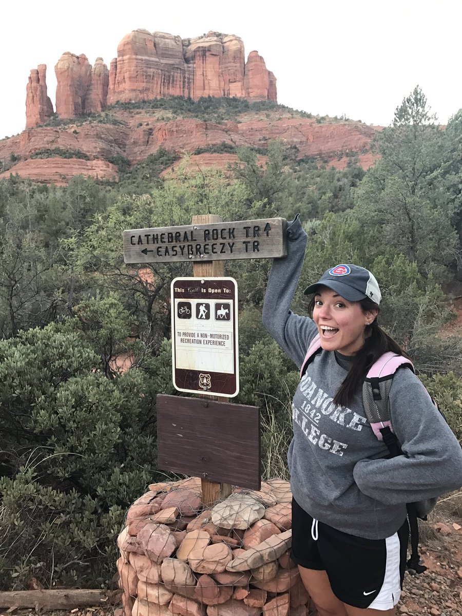 SDinBVT's tweet photo. Repping that #RoCo on a sunrise hike at Cathedral Rock @RoanokeCollege #alum https://t.co/EEjI7EzcZD