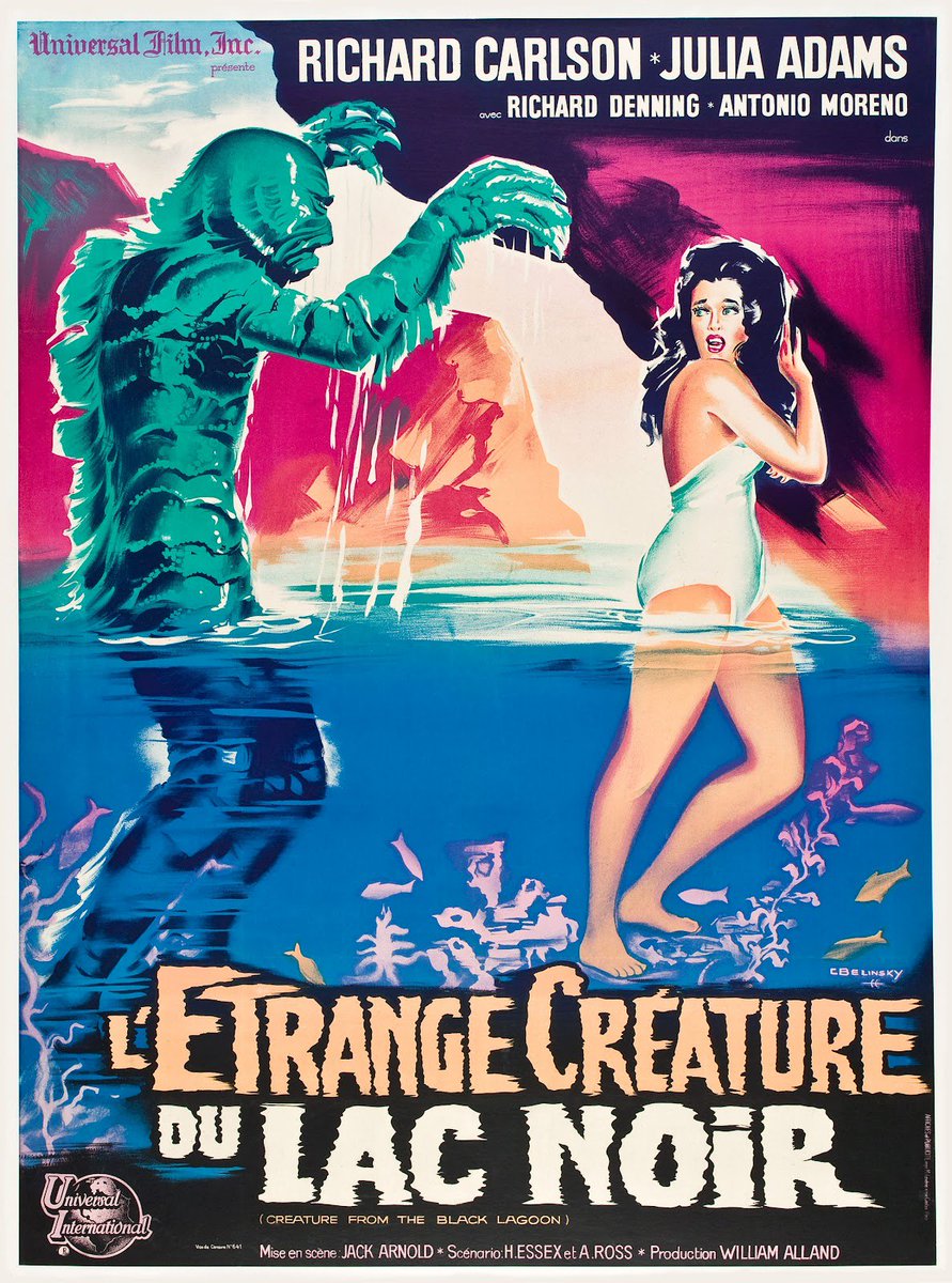 colebrax's tweet photo. #31daysofhorror Gorgeous international posters for Jack Arnold's 'Creature from the Black Lagoon' (1954): https://t.co/FhABnnHb2g