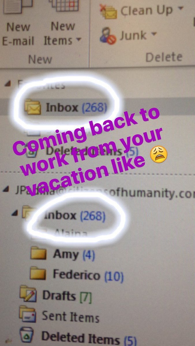 JazsaC's tweet photo. just finished reading thru 268 emails and only gone 3 days 😩. Already need another vacation tbh https://t.co/JNg3spi6cg