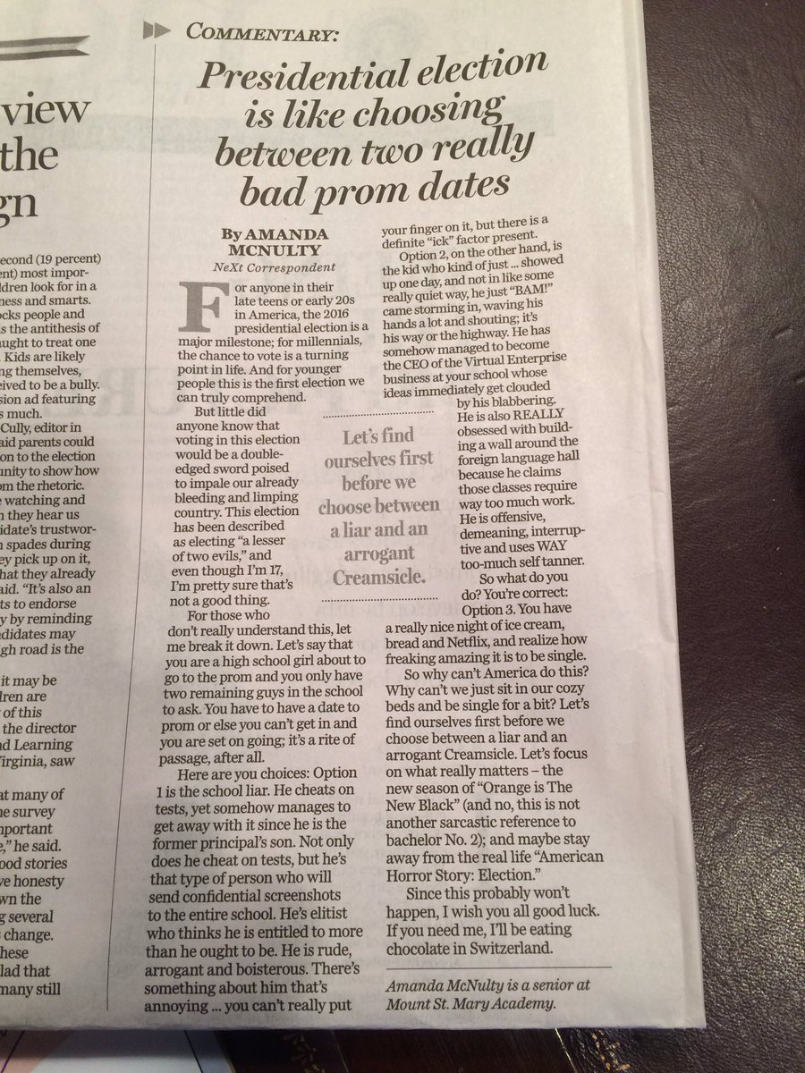 a_mcnulty8's tweet photo. My article detailing my opinions about America's upcoming election. Hope you enjoy! https://t.co/vU5Rh16Dmt