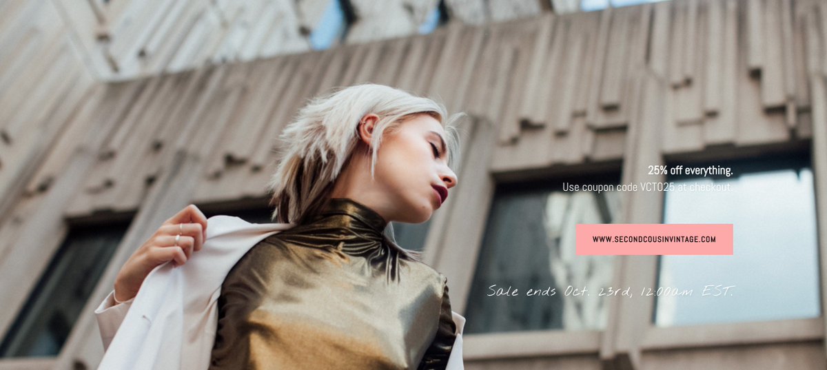 secondcousinv's tweet image. We're extending our @VintageCrawlTO online sale! Everything 25% off. Use coupon code VCTO25 at checkout! Sale ends Oct. 23rd, 12:00am EST.