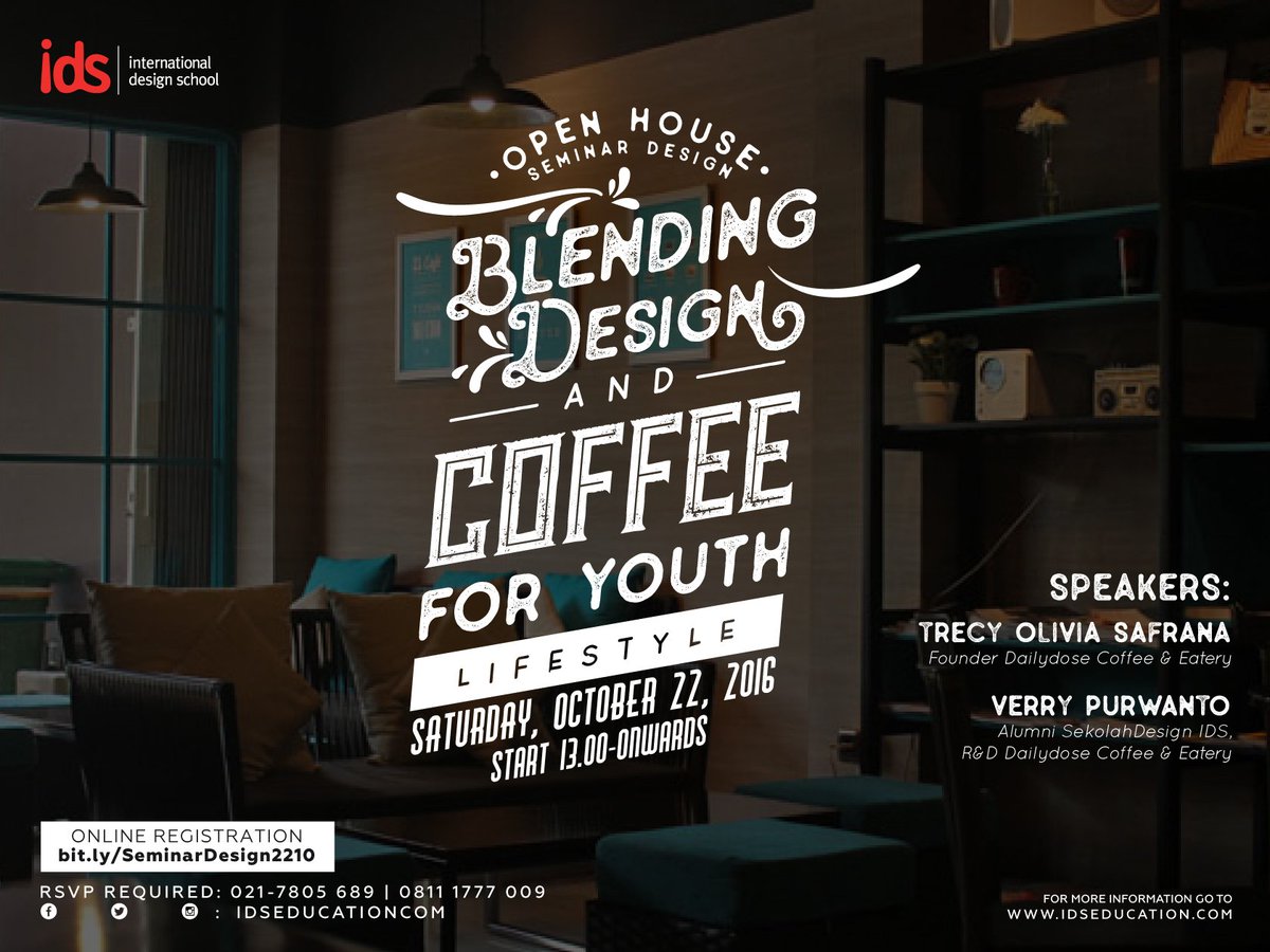Jgn lupa besok (22 Okt) jam 1 siang, #SeminarDesign “Blending #Design &amp; #Coffee for Youth Lifestyle” Regist: bit.ly/SeminarDesign2…
