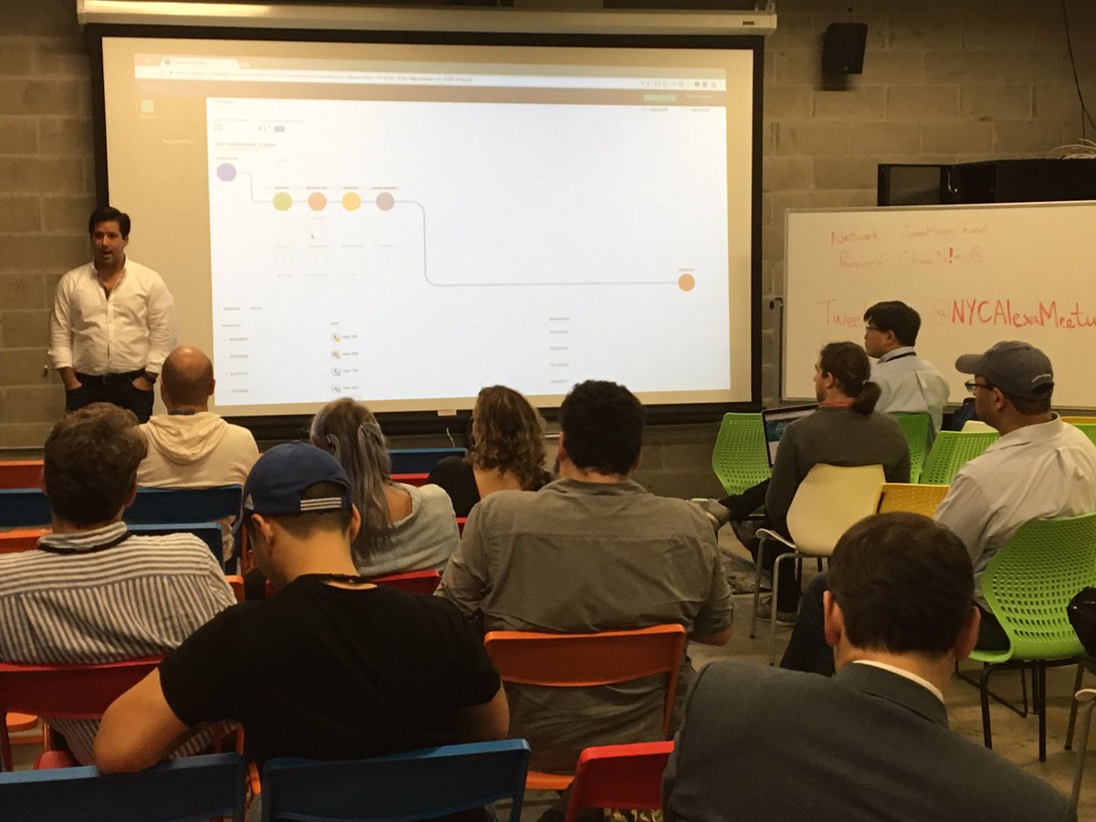 NYC_VUI_Meetup's tweet image. Our speaker @adammStanford from @VoiceLabsCo explaining how @alexadevs can gain insight about their skills via their sdk #voiceAnalysis #VUI