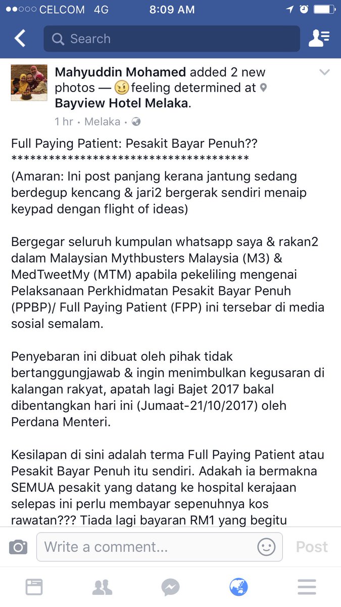 Dr Mahyuddin Twitterissa Komen Saya Mengenai Full Paying Patient Fpp Part 1