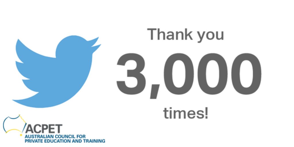 ITECAust's tweet image. @ACPET_national is humbled to have 3,000 followers on Twitter! We love engaging and sharing with each and every one of you!
