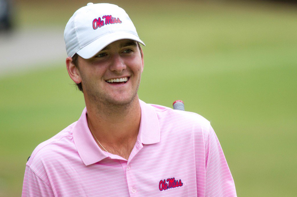 CaboCollegiate's tweet photo. Be Like Ben! @ben_jamin_sin95 of @OleMissMGolf wears pink for #cancerawareness Join him #QMembers #RealMenWearPink https://t.co/l3FfUCLS1e