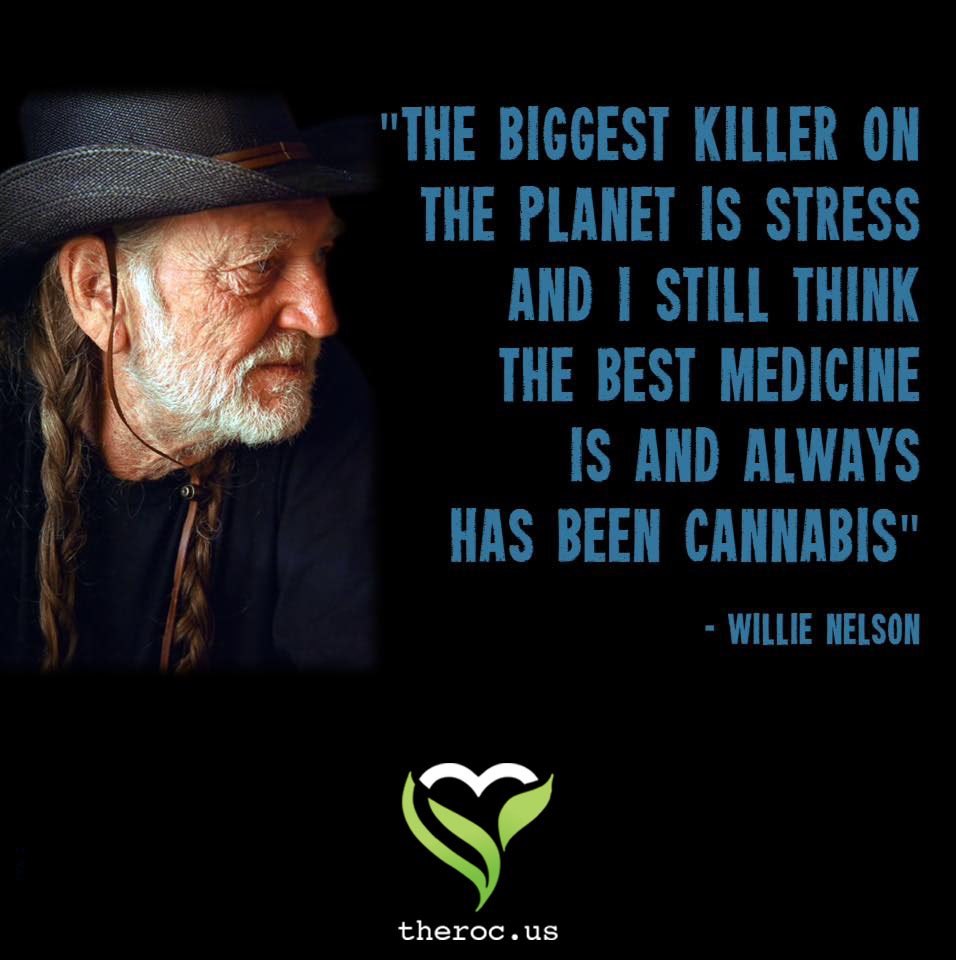 realmofcaring's tweet photo. "The biggest killer on the planet is stress and I still think the best medicine is and always has been #Cannabis" @willienelson #tbt #RoC https://t.co/bq8nlaiezG