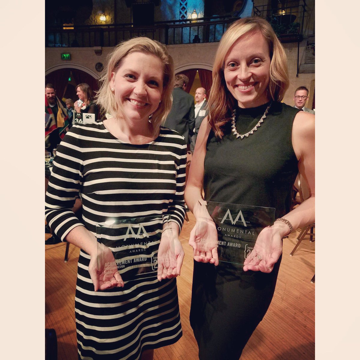 SchottDesignInc's tweet photo. Congrats Alisha &amp; Meghan! You two are design rockstars! #MonumentalAwards #schottdesign #interiordesign #creativegenius https://t.co/RswiOks1xy