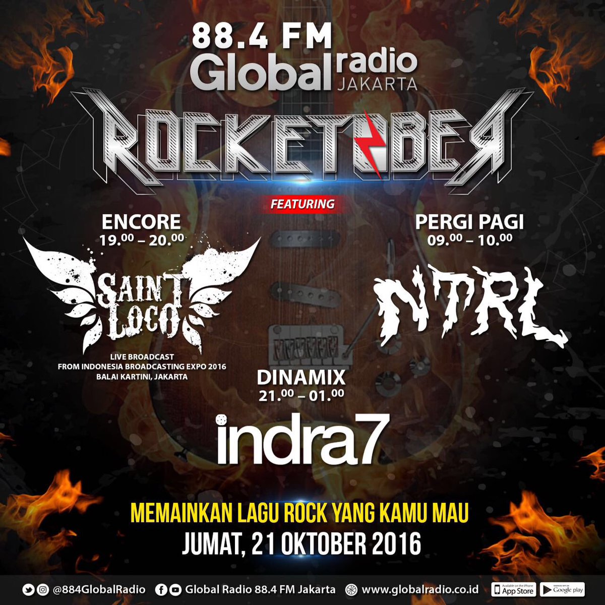 884GlobalRadio's tweet photo. #NowPlaying I Miss You - Incubus , next : Smell Like Teen Spirit - Nirvana, Later : Aku Lupa Aku Lupa - Koil #GlobalROCKETOBER https://t.co/d6wiOEPLfg