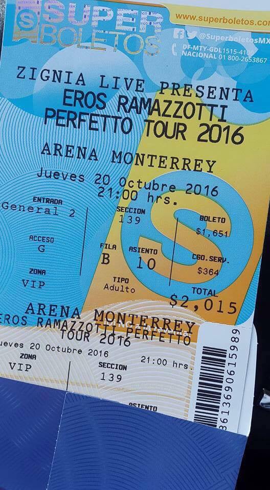 gabalanis's tweet photo. Eros Ramazzotti #ERWT2016
Asiento B10 Zona 139 VIP https://t.co/ws310jPbFE