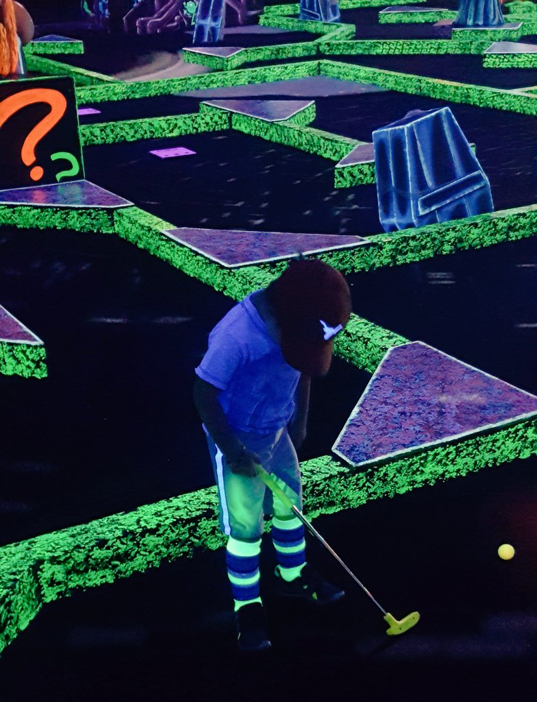 Hudson's glow golf sock game is on point.