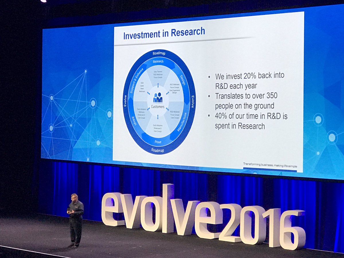 Matt_Deshon's tweet photo. Brett Hooker on driving innovation: we invest 20% of revenue every year in R&amp;D. Twice the industry average.#techoneevolve https://t.co/a3Y9gCuOxF