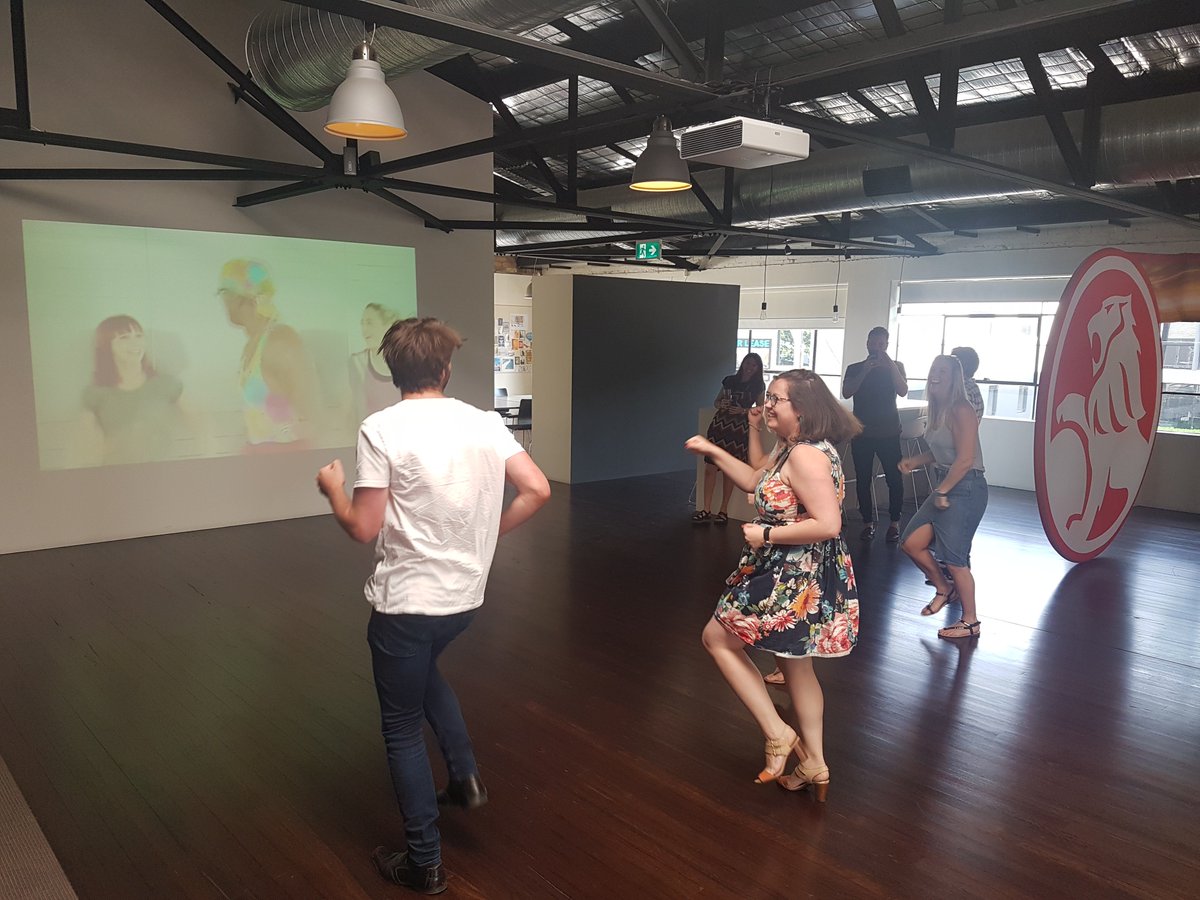 GJsAgency's tweet image. Getting groovy in the GJ's office this morning with a bit of aerobics - courtesy of Alexis and Mr Motivator. What a way to start a Friday!