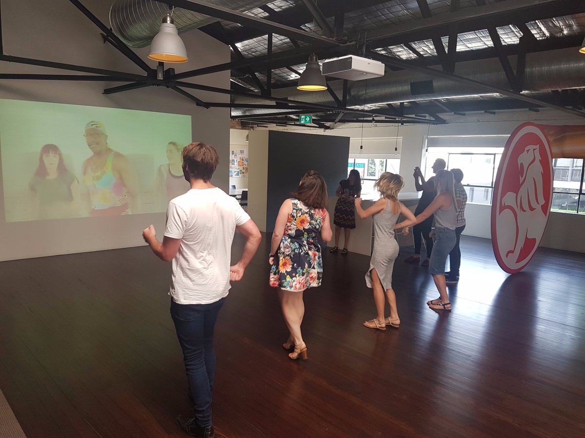 GJsAgency's tweet image. Getting groovy in the GJ's office this morning with a bit of aerobics - courtesy of Alexis and Mr Motivator. What a way to start a Friday!