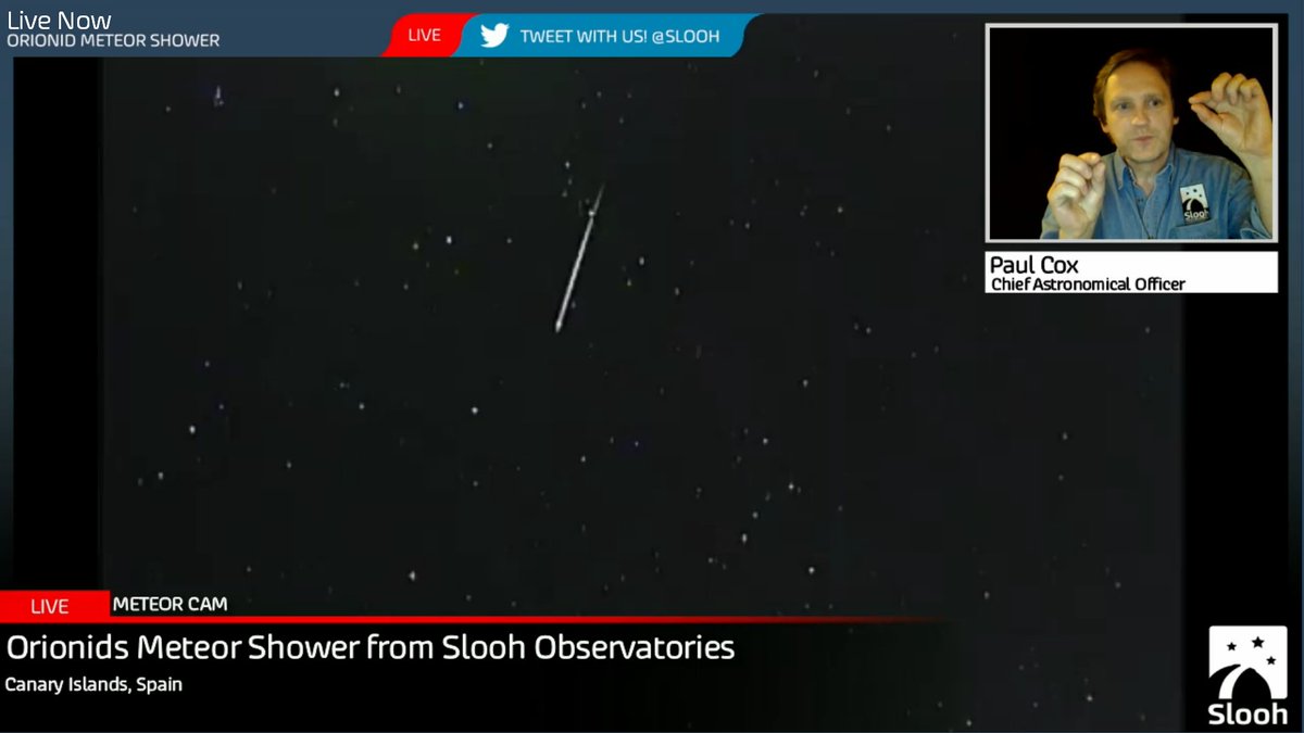 We just caught a #meteor streaking across our telescope. We've got another 2 hours to go, watch along with us, buff.ly/2eok6Vn