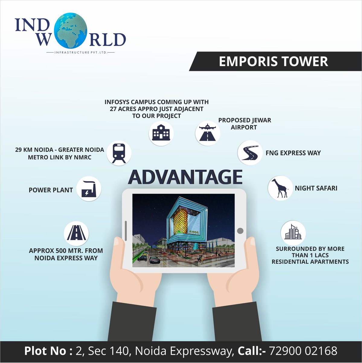 IndoWorld7's tweet photo. #indoworld #emporistower #realtor #realty #businesscenter #bestdeal #officespace #realestate #investment #investor #commercial #noida https://t.co/eRqm87rX8G