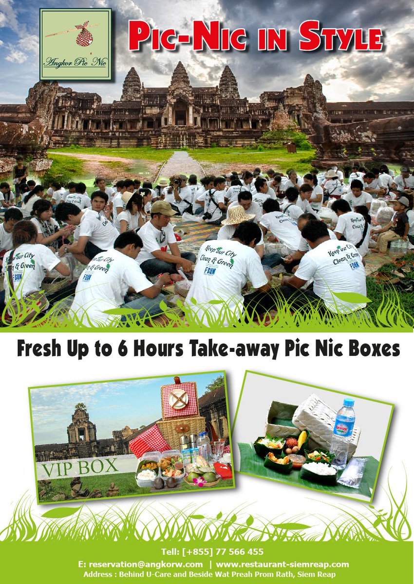 Angkorwgroup's tweet photo. Go to temple, Countryside or Park? 
Angkor Pic Nic is best choice for breakfast or Lunch box. https://t.co/jsJfzFs9GY