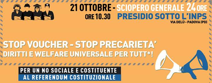 CLAP_Padova's tweet photo. Inizia il presidio sotto l' #inps di #Padova.
Contro i voucher e sfruttamento vogliamo reddito, diritti e welfare!
#stopvoucher 
#sciopero https://t.co/6Mltj5vRnY