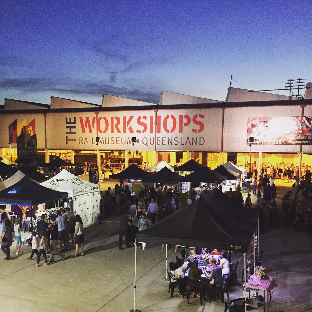 QMrailworkshops's tweet photo. What a great night! It's great to see everyone out at @BrisStyle Museum Twilight Markets! #MTMarkets #brisstyle #markets #ipswichqld https://t.co/hldCgDpLsc