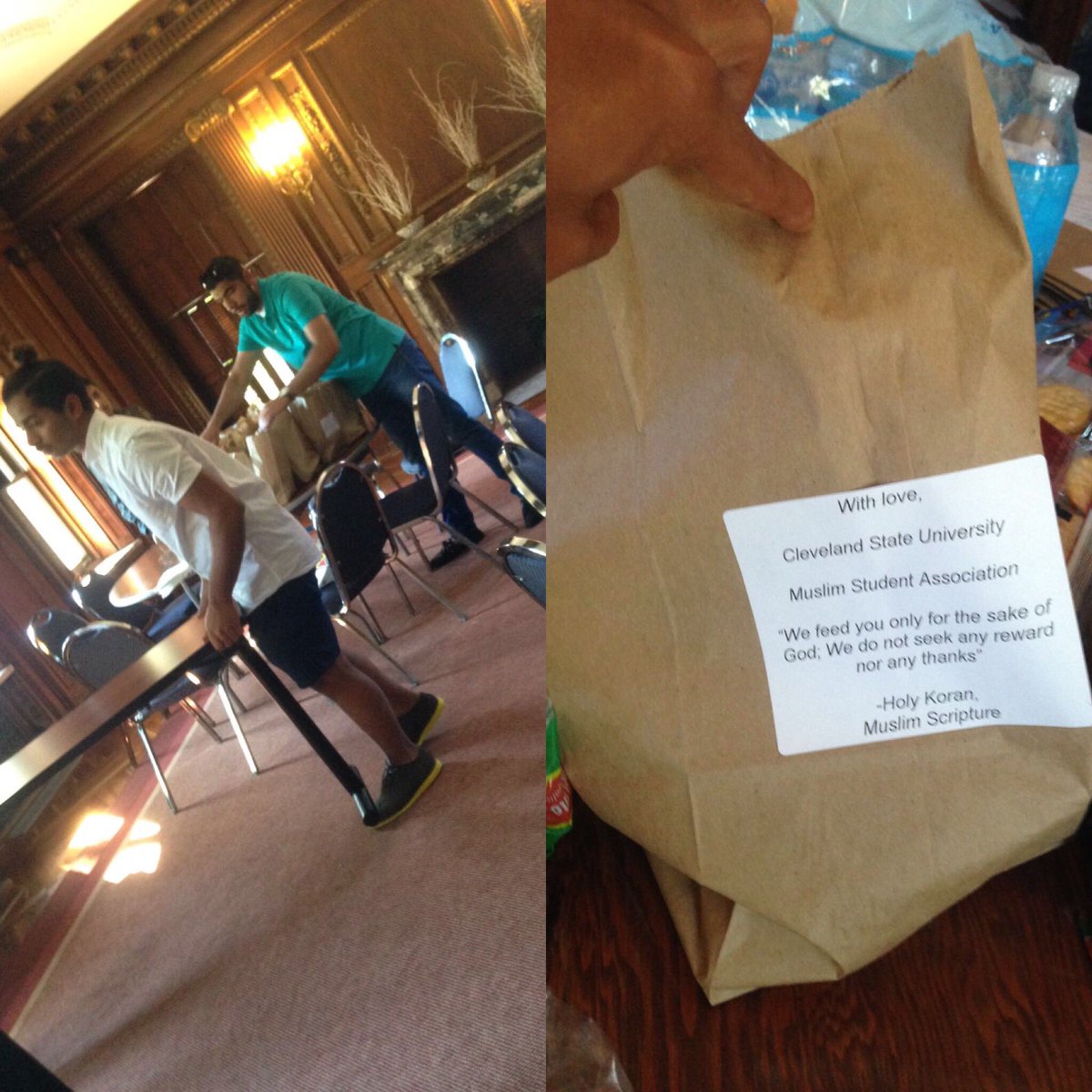 ustoclev's tweet photo. Special thanks to the Muslim Student Association for giving us a chance to help making lunches for those in need. #ustous https://t.co/fFJ4RyIzqj