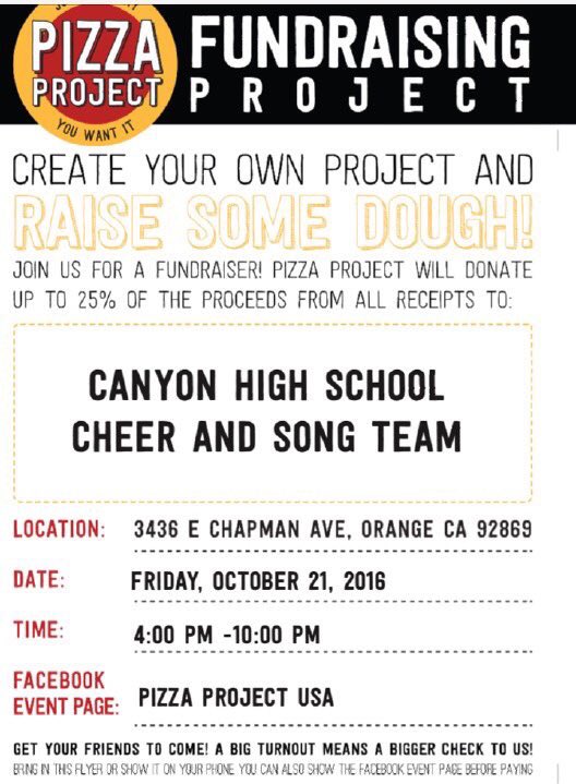 tribalgirls's tweet photo. Come support cheer&amp;song tomorrow at Pizza Project from 4-10pm! 🍕 https://t.co/X88LW8xxPE