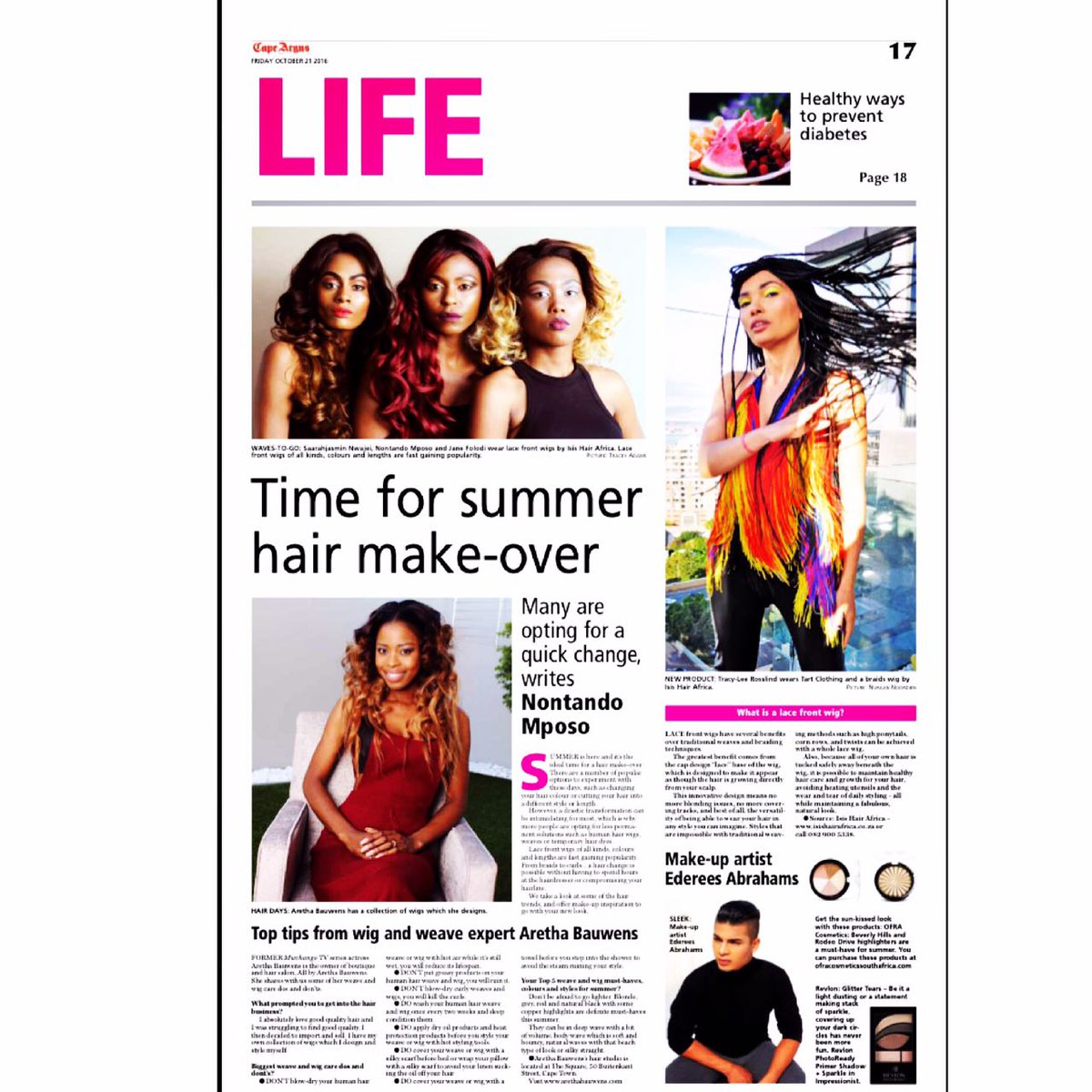 theyoungindy's tweet photo. "Hair on fleek" @TheCapeArgus today by @Nontando58 @IOL_Lifestyle we love your tips @edenofstyle  Spotted @slenderjay #NontandoLife https://t.co/eBcRWjBQ2K