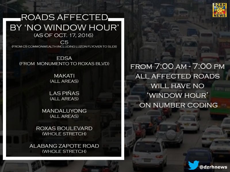 dzrhnews's tweet photo. FYI: Roads Affected by #NoWindowHour policy https://t.co/cdbrnIQOkc