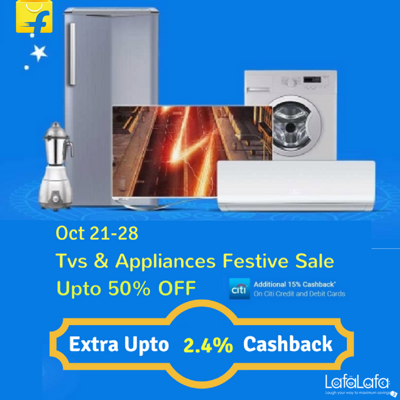 lafalafacom's tweet photo. TV & Appliances Festive Sale- Upto 50% OFF on #Flipkart + Extra upto 2.4% Rewards from #LafaLafa https://t.co/g154Z8wvvO https://t.co/uBQxzXlZ6M