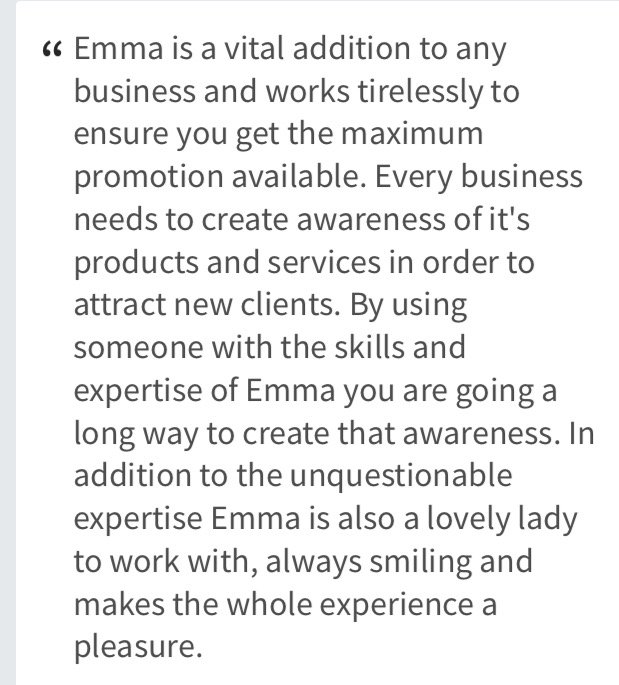 Yesterday I/Ballyhoo PR received this lovely testimonial that I couldn't resist sharing...