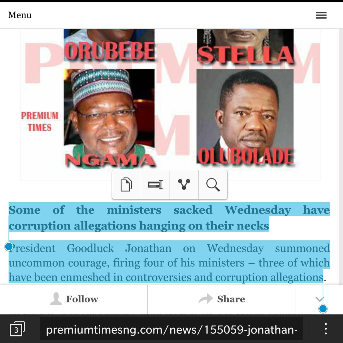 DemolaRewaju's tweet photo. 'Clueless' Jonathan fired Ministers for Corruption.
'Changed' Buhari harbours Ministers for Corruption.
#Change? https://t.co/iaw2SrLv6e