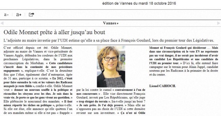 ActUDIbzh's tweet photo. La #GenerationUDI bretonne présente aux élections #Législatives2017 avec @ODILEMONNET sur la #Circo5601. Convictions et détermination! ⤵️ https://t.co/7Gucic8mQS