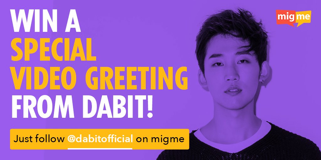 It's not everyday you get a special video greeting from a celebrity! <a href="/dabit1205/">다빗/DABIT</a> will pick 3 lucky fans on October 31. #FollowDabit on migme.