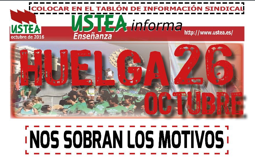 usteaeducacion's tweet image. #MuyBuenosDías! #Viernes. ¡#FelizDía a todas y todos!
Faltan 5 dias para la Huelga General en la enseñanza andaluza 26OYoVoy Y tú qué harás?