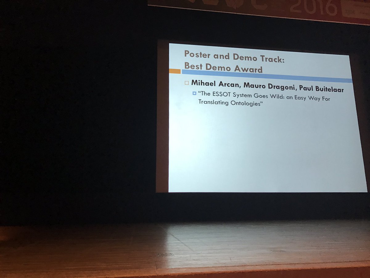 pgroth's tweet image. Best demo award #iswc2016