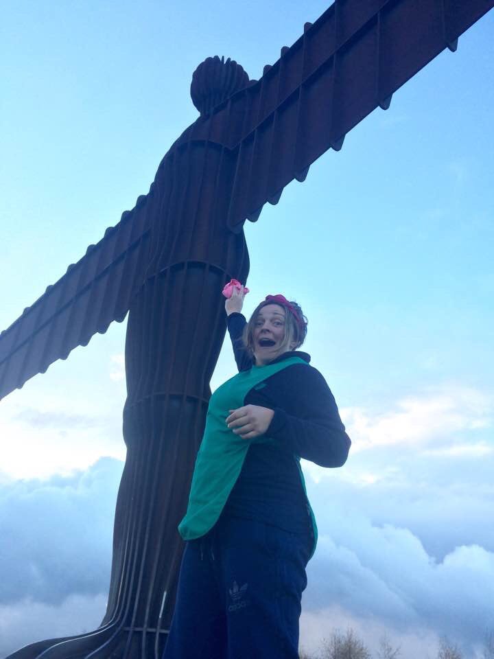 M6Theatre's tweet photo. Mavis, our very own Angel of the North! Get yourself over to Pelton Community Centre, and get sparkling @TakeOffFestival. https://t.co/20Ia8pql9d