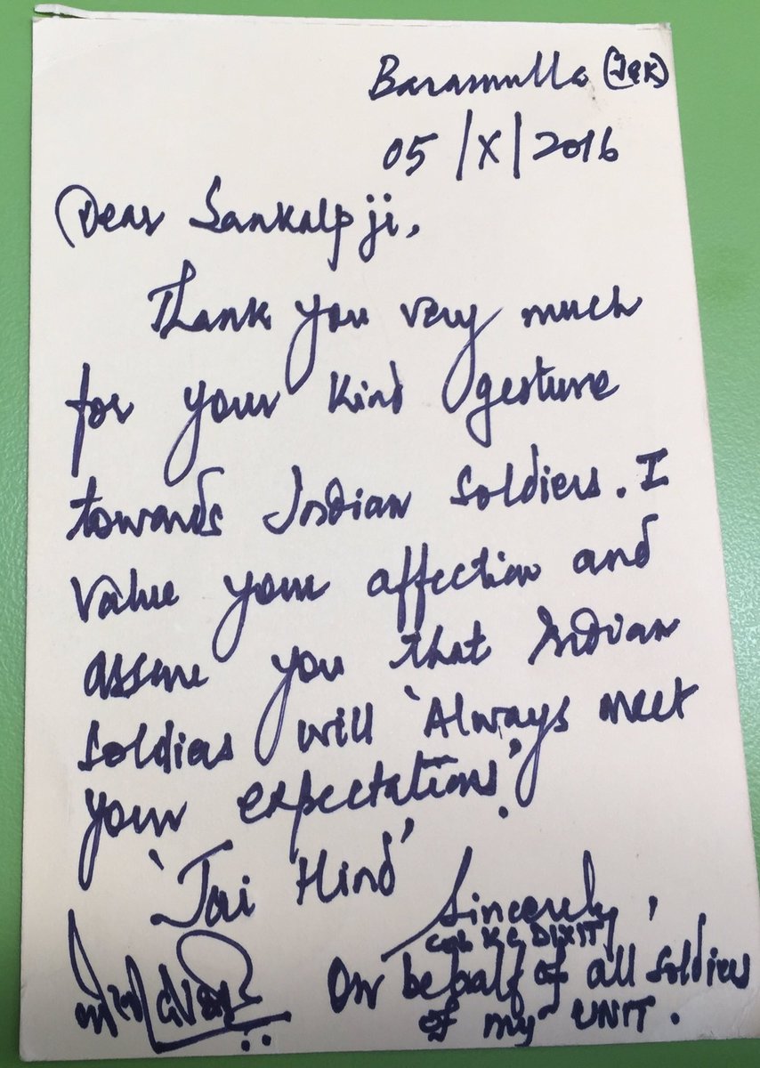 1kunalbahl's tweet photo. So heartwarming to see the postcards from soldiers who received @snapdeal Sunshine packages #jaihind https://t.co/UJjOGgsAt3