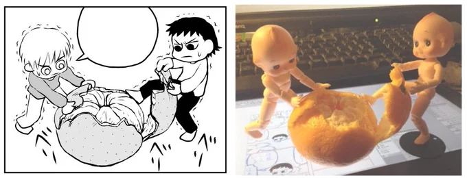 『ヨルとネル』作画資料には、こびとのサイズ感がブレないように素体を使ってました。…が、あっと言う間にぶっ壊れてしまいました。 