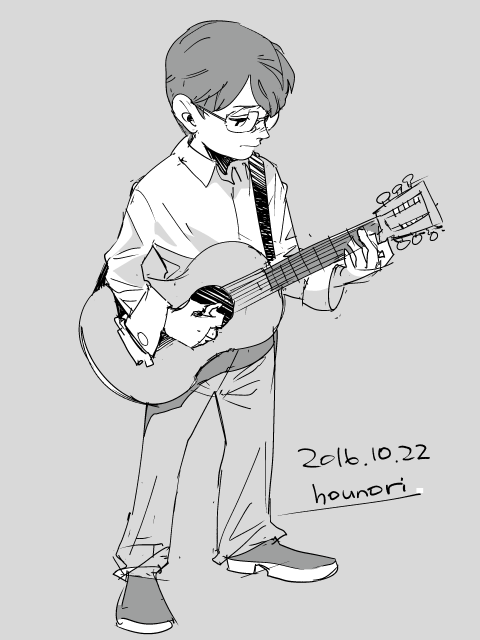 お絵描き:ギター持つ男 