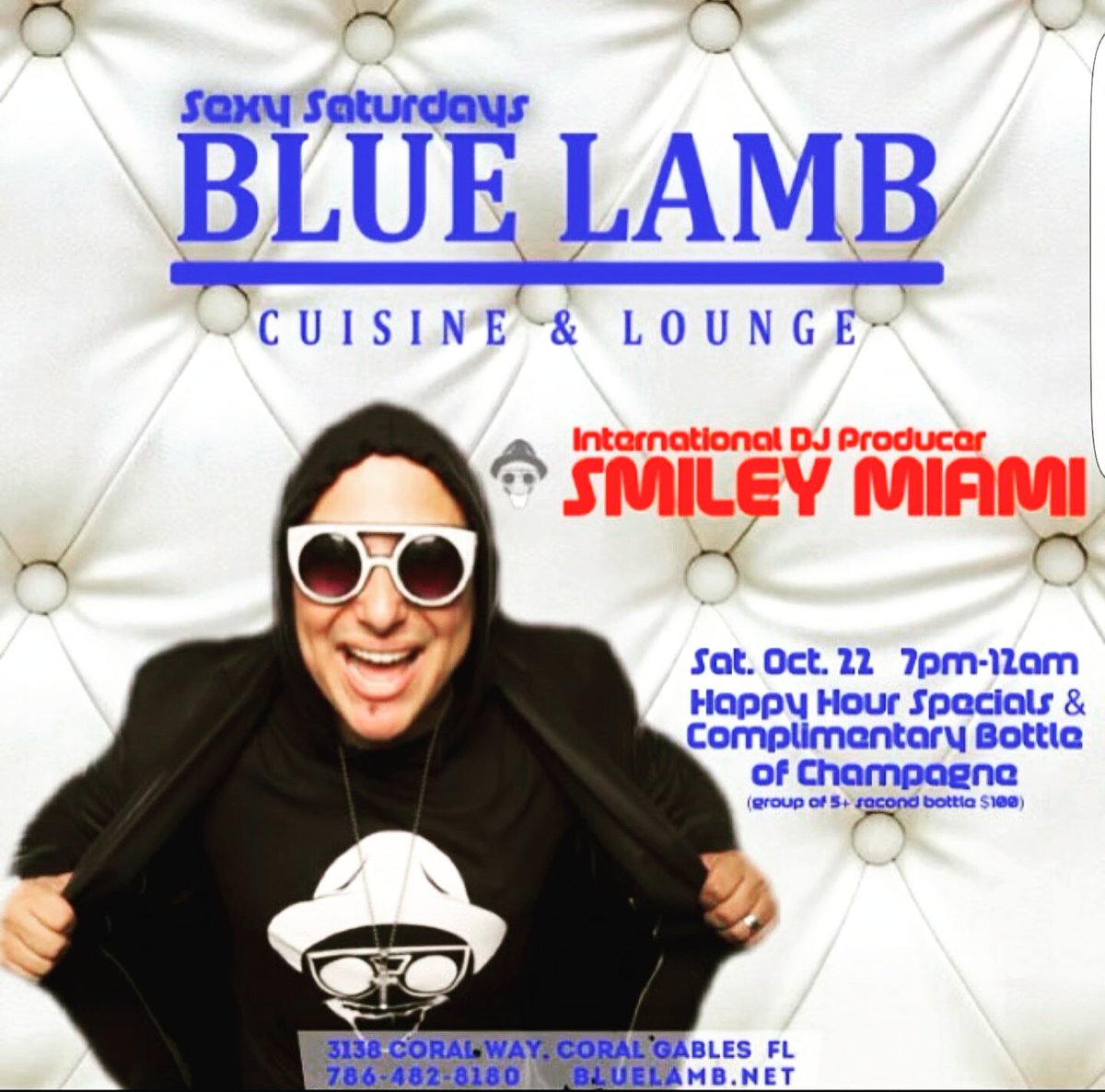 VLEEvents's tweet photo. JOIN US at @BlueLambCuisine 4 #SexySaturdays #BlueLambCuisineVIP #sexy #HappyHour #Lounge 7pm - Midnite w/ @SMILEYMiAMi #dance #CoralGables https://t.co/9HLtANWuhe