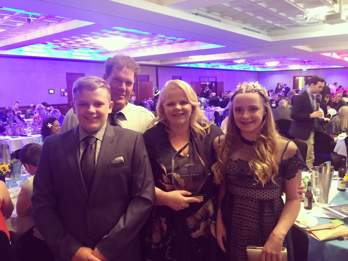 Blythe_Moore's tweet photo. Kristy Sparrow from @FixBushInternet wins Innovation and Leadership category at #QldRACA tonight - with her beautiful family by her side https://t.co/3yQfhjSy4N