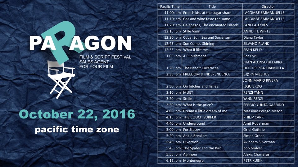 moviescreenpro's tweet photo. @paragonfest schedule
watch on @moviescreenpro for FREE
#FilmFestival #filmmaking #indiefilm https://t.co/M76PN2AbuZ