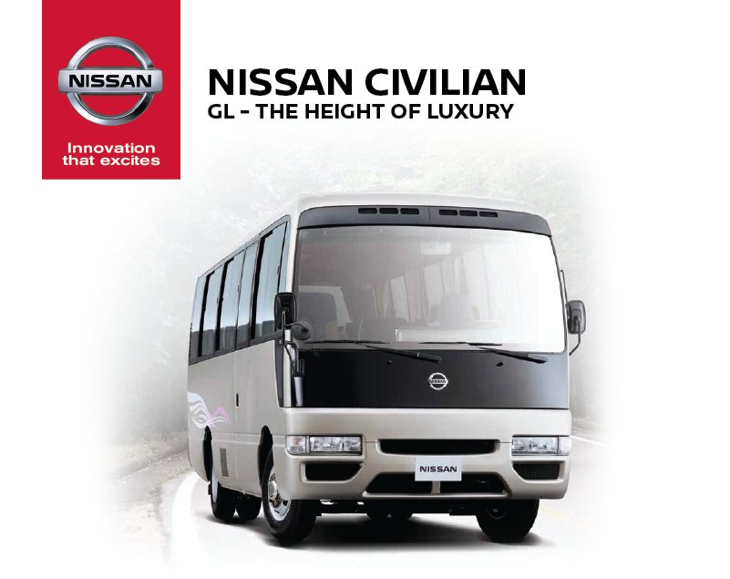 Accompanied with good looks, comfort &amp; convenience the Nissan Civilian is a natural choice as a tour bus or for other customer applications.