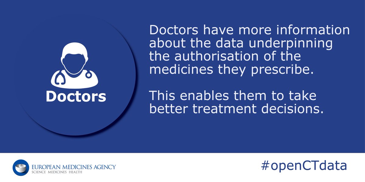 EMA_News's tweet photo. What are the benefits of #openCTdata to #doctors? https://t.co/TIMRp8pPd9 https://t.co/qkPfCSMb8w