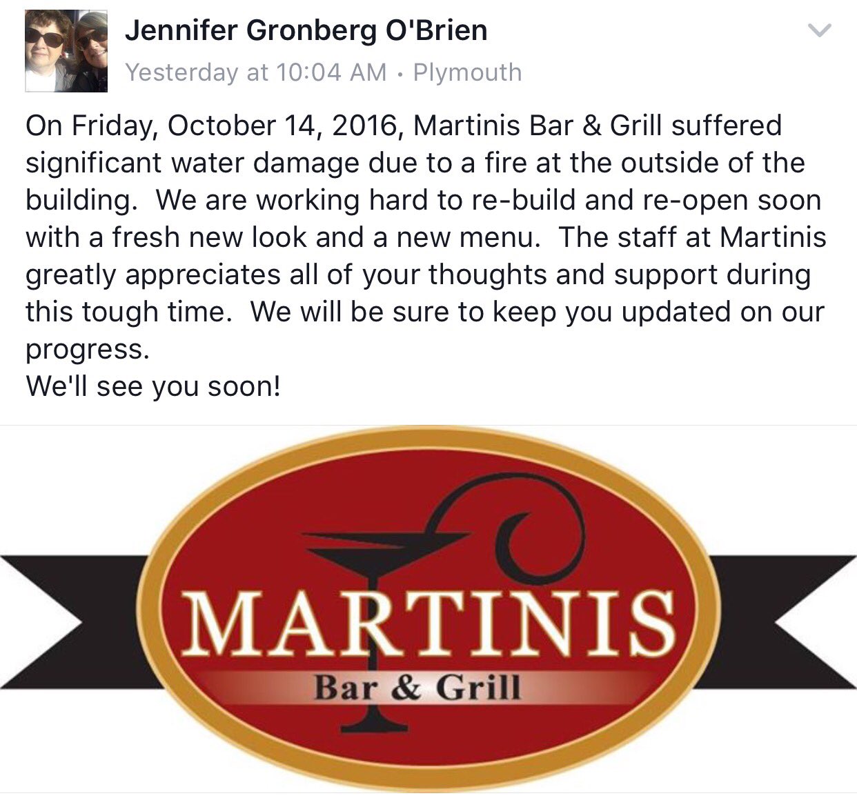 Plymouth Podcast on Twitter "Martini's is coming back with a new menu