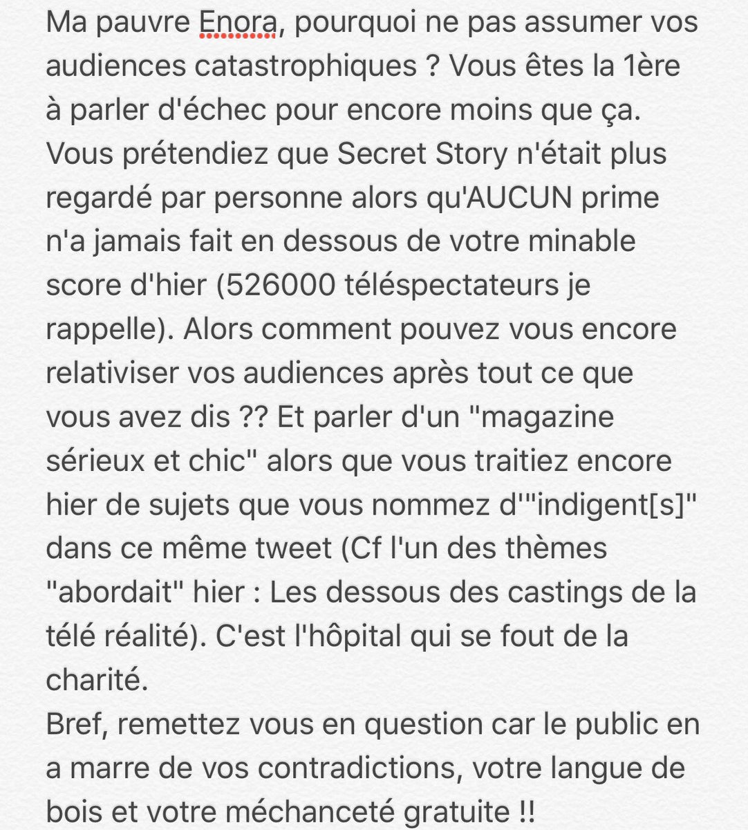 <a href="/EnoraMofficiel/">Enora Malagré</a> Ma chère Enora, remettez-vous sérieusement en question et arrêtez de mentir au public. Les faits sont là.. 😂😂 #SS10 #DLP