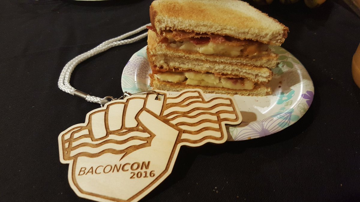 con_bacon's tweet photo. Good Morning. I know it's early, but who can sleep when #BaconCon is going on at @BsidesDC. Join us to support @EFF! https://t.co/G1nrOxG4SY